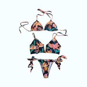 3-pc Swimwear Lot - Mix & Match Set Of 3 - Tropical Print Size Small